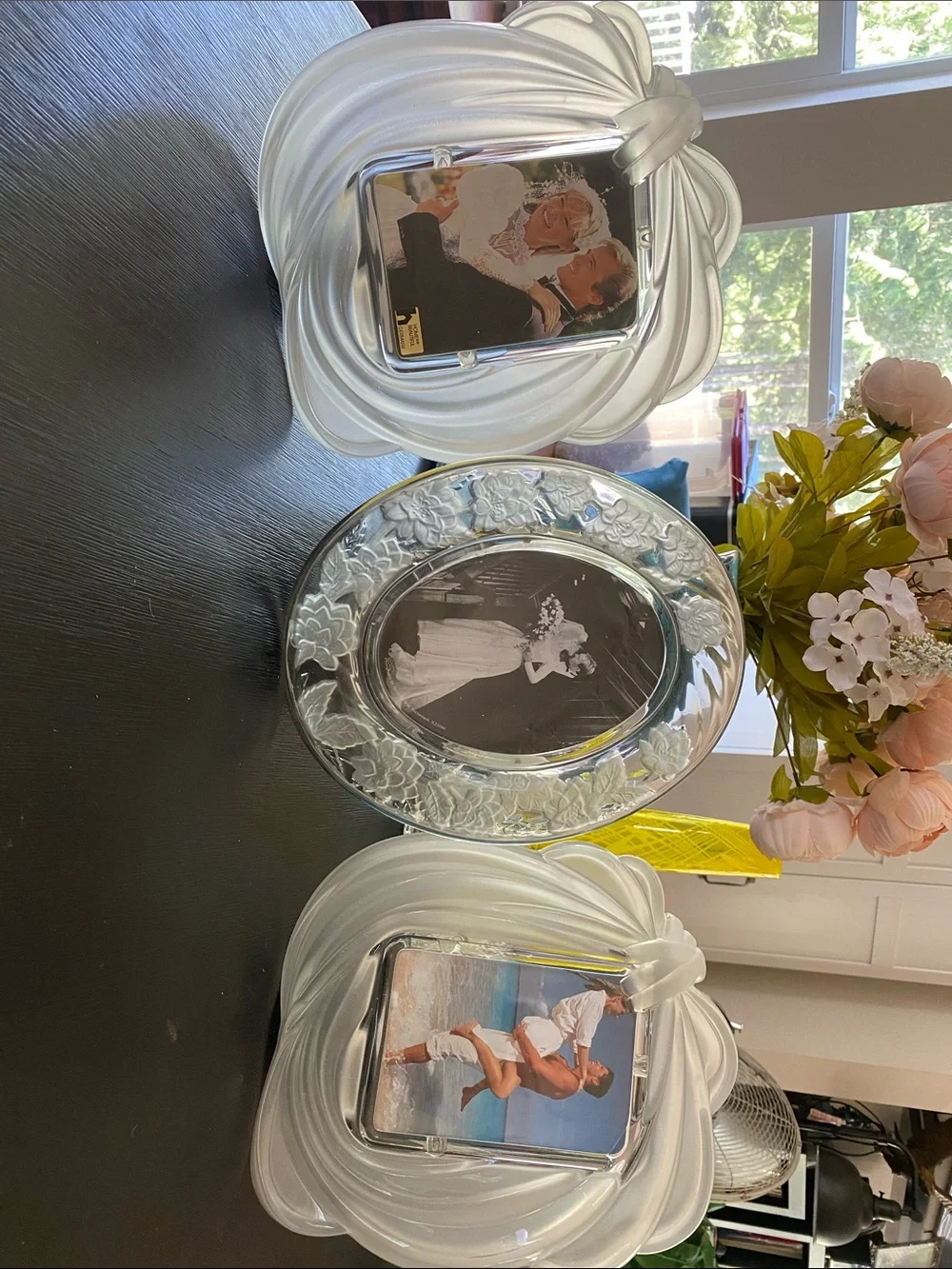 3 Vintage Frosted Glass Photo Frame Set - Mikasa & Crystal Clear Signatures